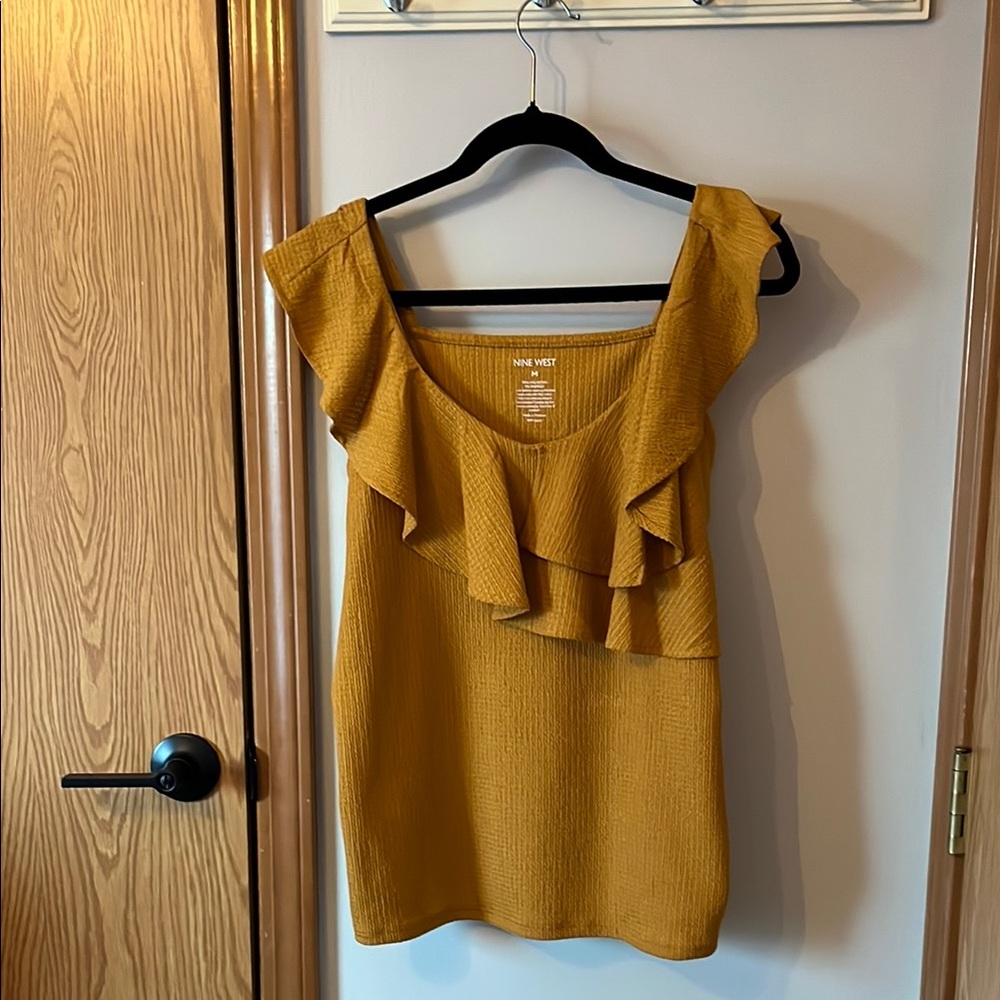 Nine West Gold Ruffle Top